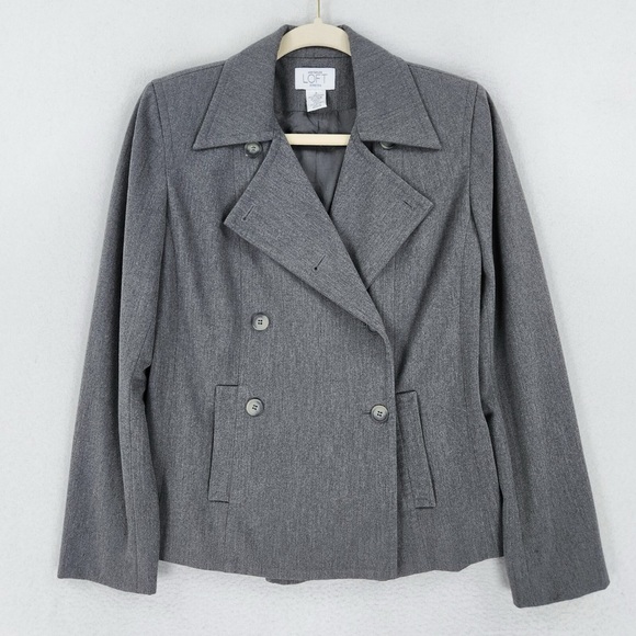 LOFT Gray Pea Coat Timeless - Picture 1 of 8